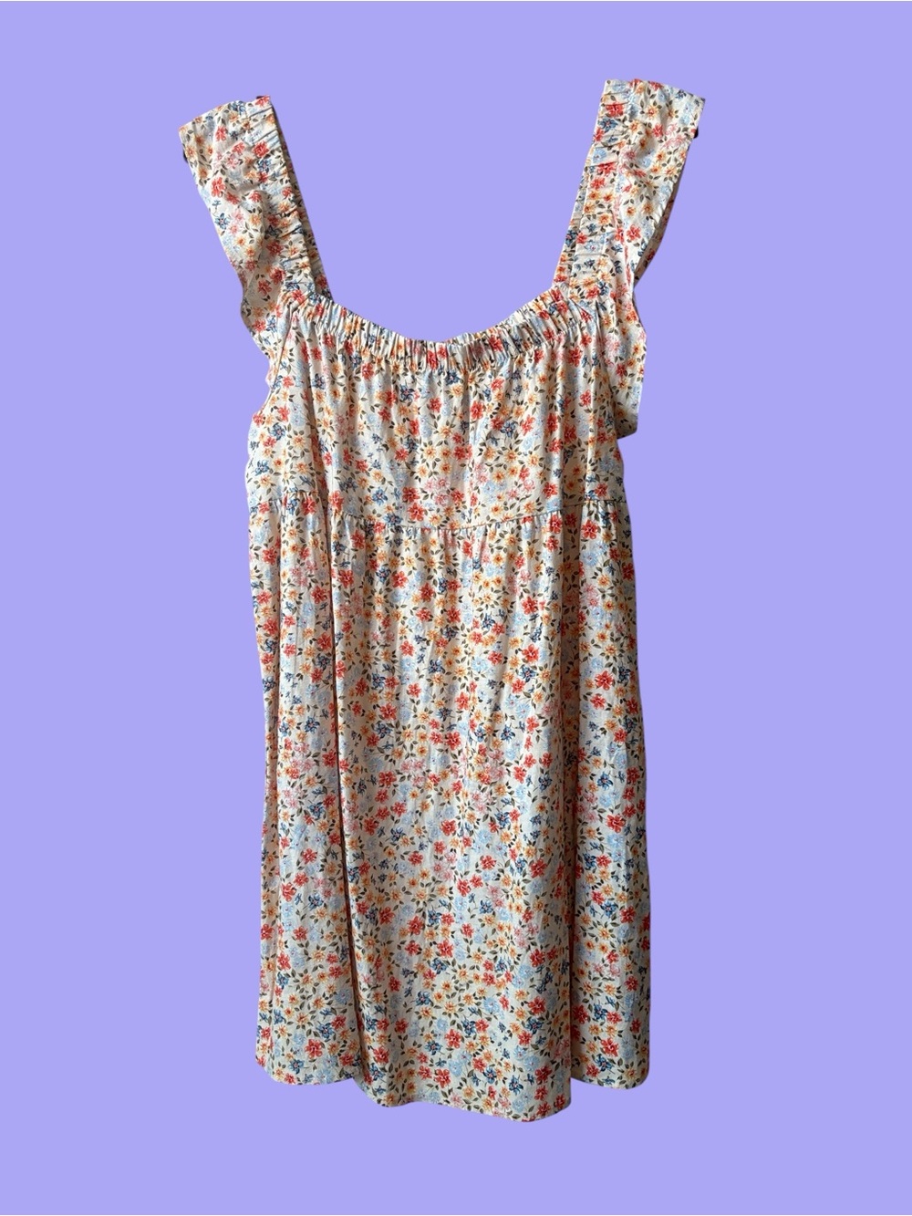 Wild Fable Women's Cream Floral Ruffle-Strap Sundress
